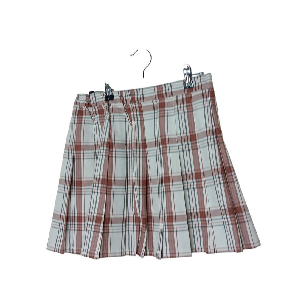 New Aerie Brick Red Plaid Pleated School Girl A-line Skirt Size M - Picture 6 of 8